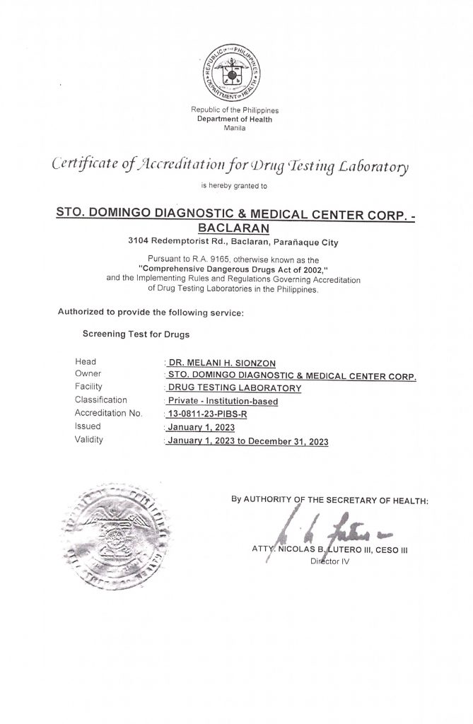 Accreditation Sto. Domingo Diagnostic and Medical Center Corp.